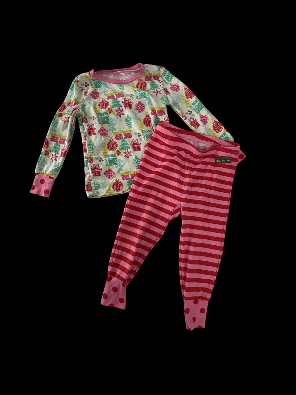 Matilda Jane Pink and Red Striped Holiday Pajama Set